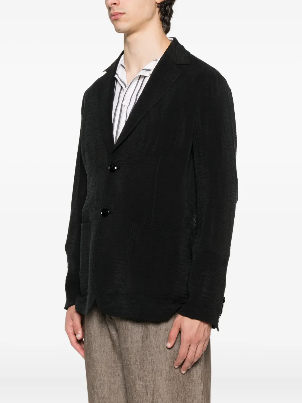 Giorgio Armani Blazer met enkele rij knopen Zwart