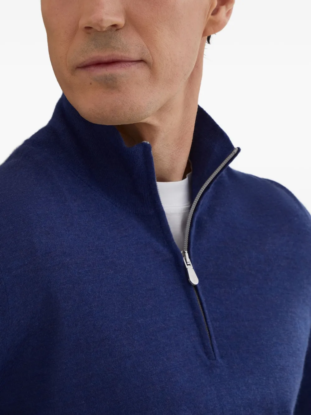 Brunello Cucinelli high-neck zip-up sweater Blauw