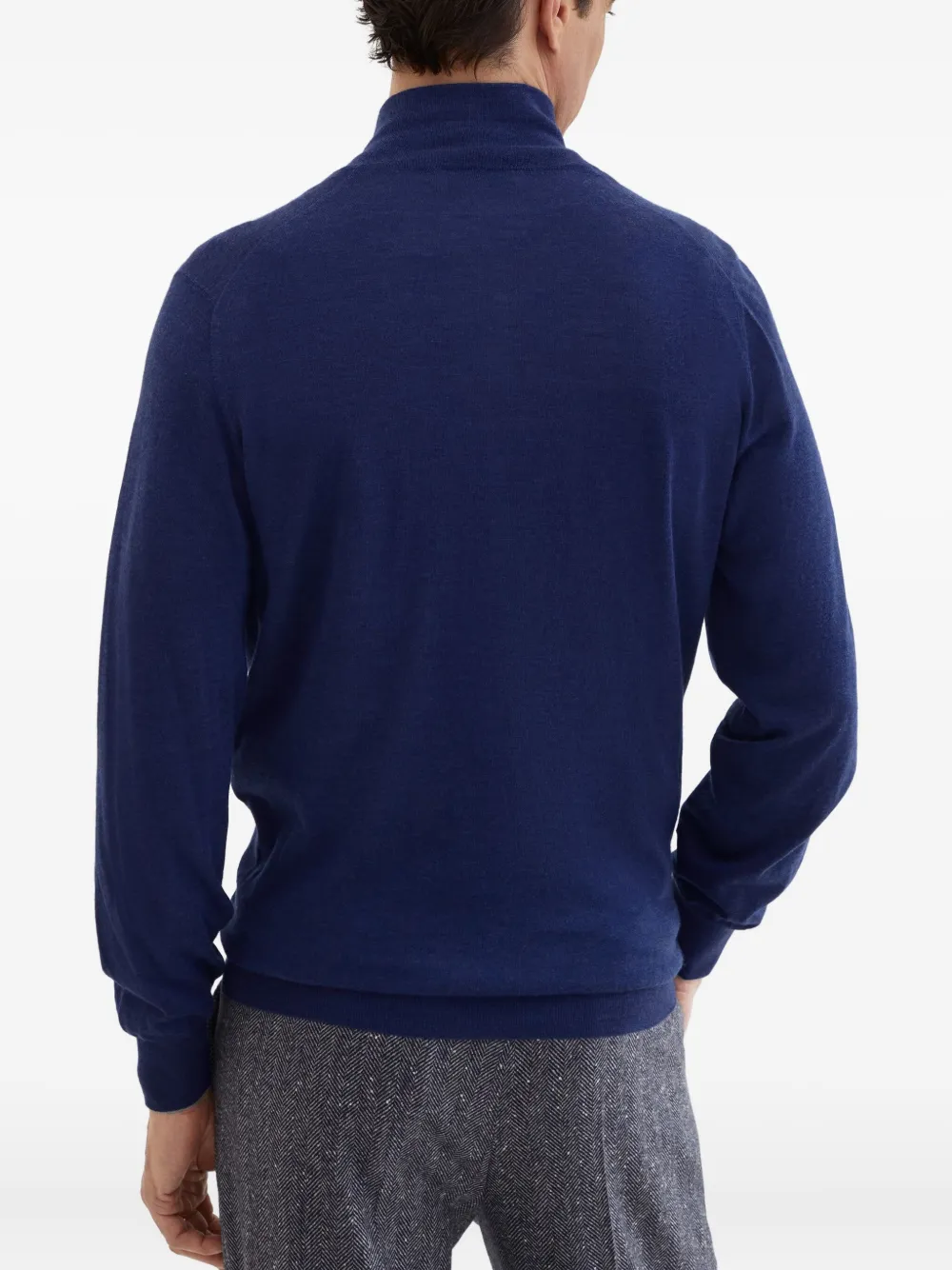 Brunello Cucinelli high-neck zip-up sweater Blauw