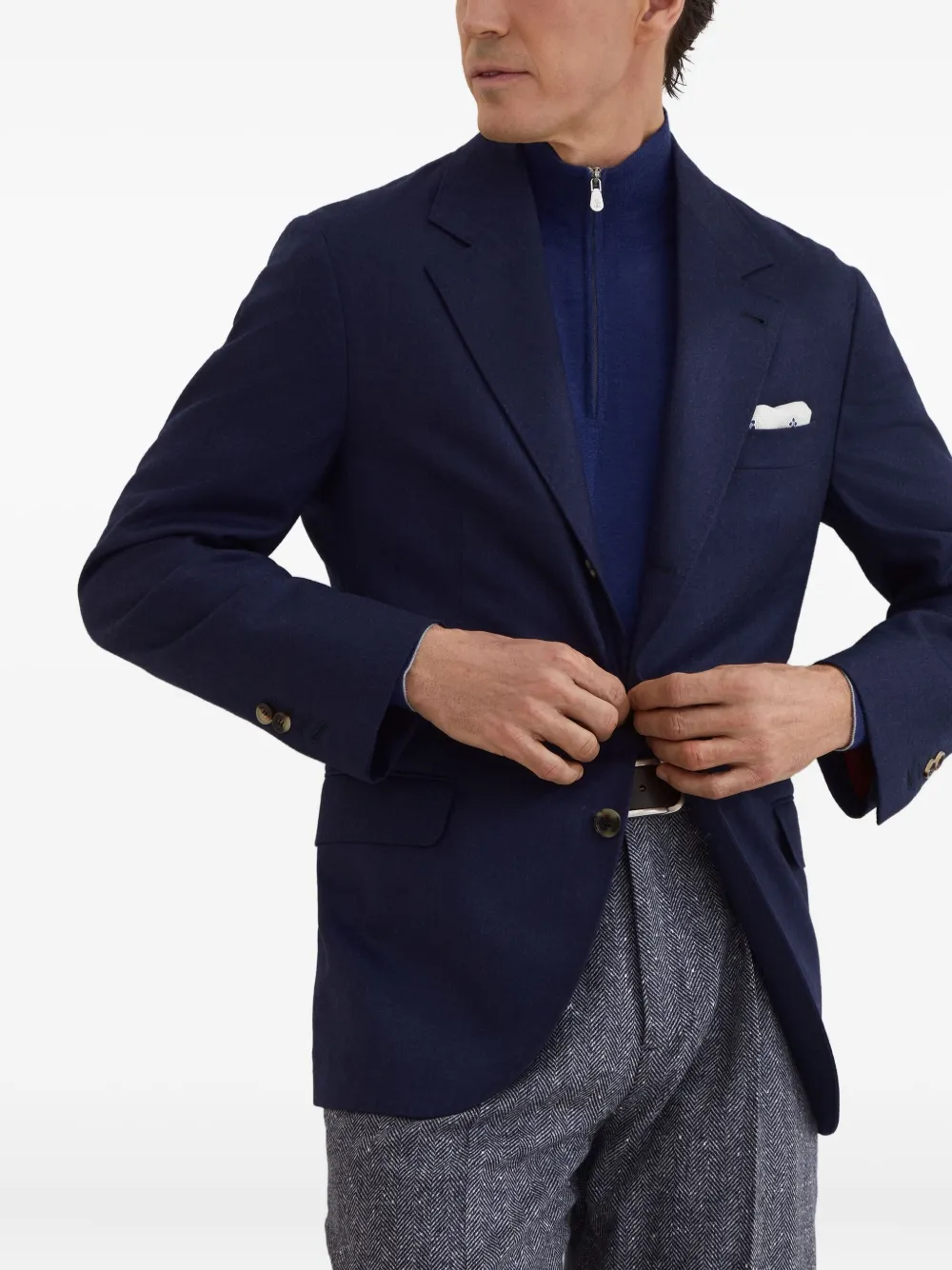 Brunello Cucinelli high-neck zip-up Sweater | Blue | FARFETCH