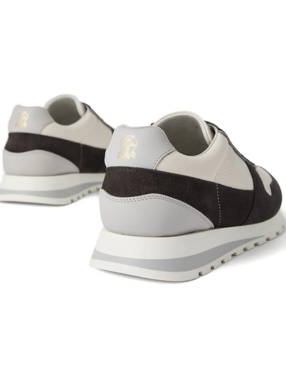 Brunello Cucinelli Sneakers met suède vlak Beige