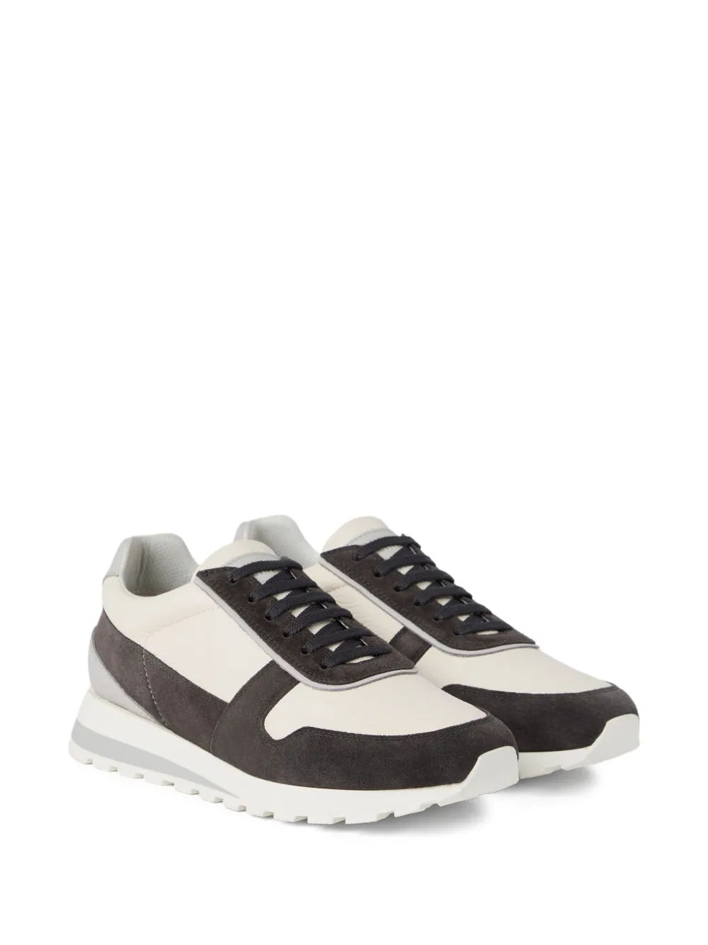 Brunello Cucinelli Sneakers met suède vlak Beige