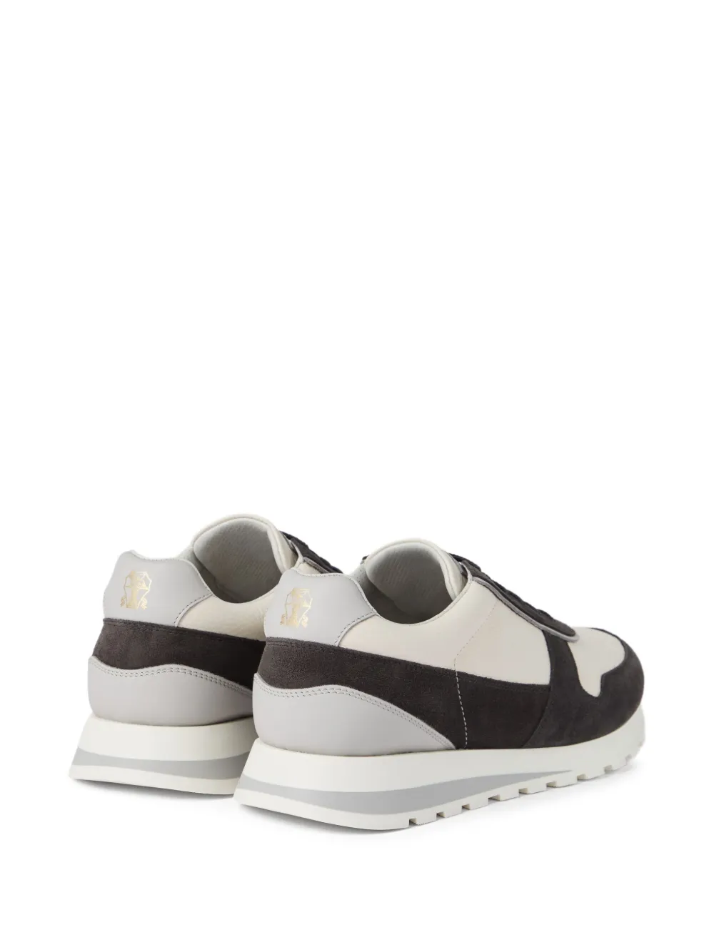 Brunello Cucinelli Sneakers met suède vlak Beige