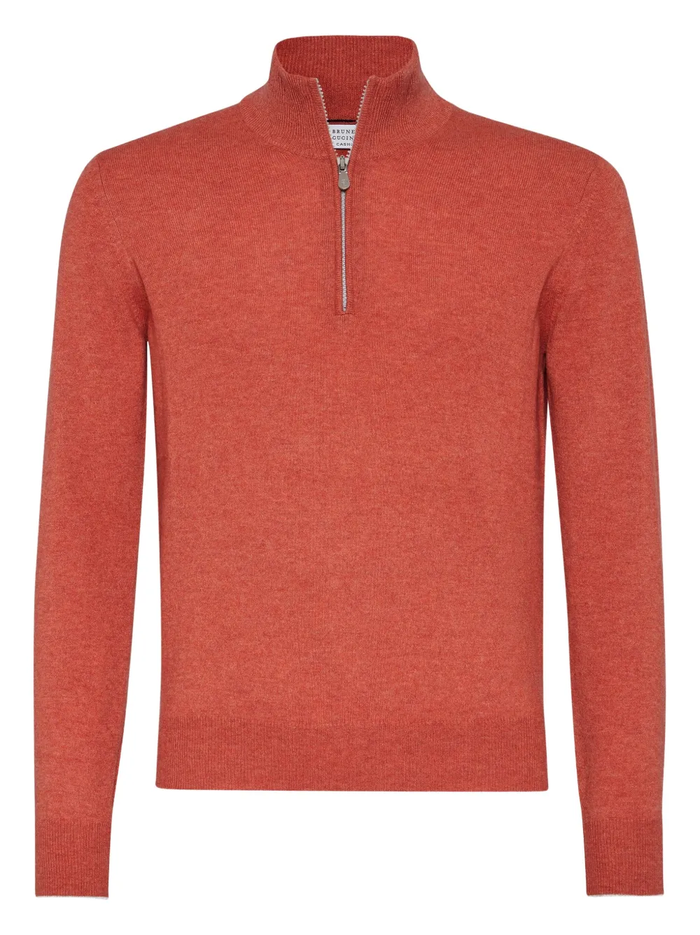 Brunello Cucinelli cashmere half-zip sweater | Orange | Image 1