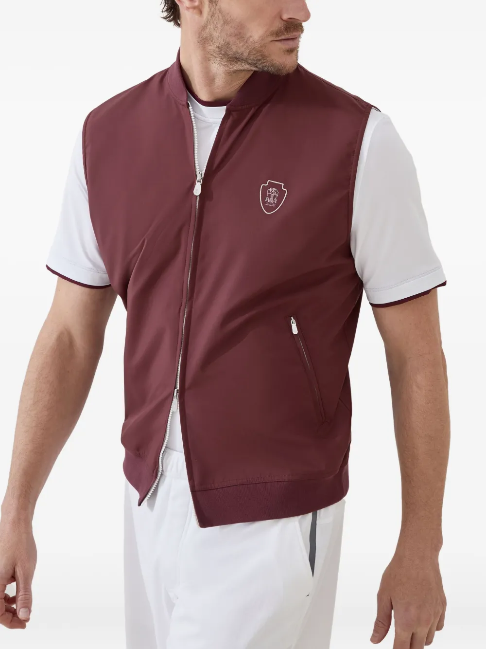 Brunello Cucinelli Spencer met rits en logo Rood