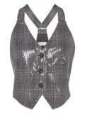 Brunello Cucinelli sequinned checked waistcoat - Grey