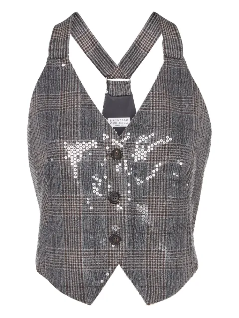 Brunello Cucinelli chaleco con lentejuelas