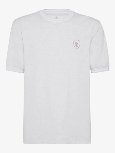 Brunello Cucinelli playera con cuello redondo y logo bordado