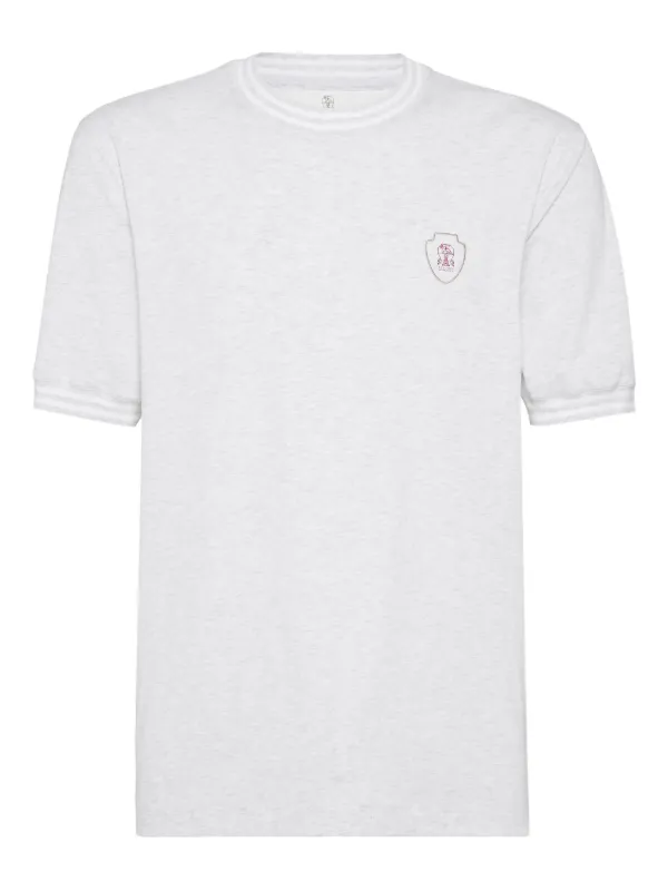 【送料&関税込】Brunello Cucinelli Logo Printed Crewneck T-s Jersey T-shirt with logo for Man in Blue | Brunello Cucinelli