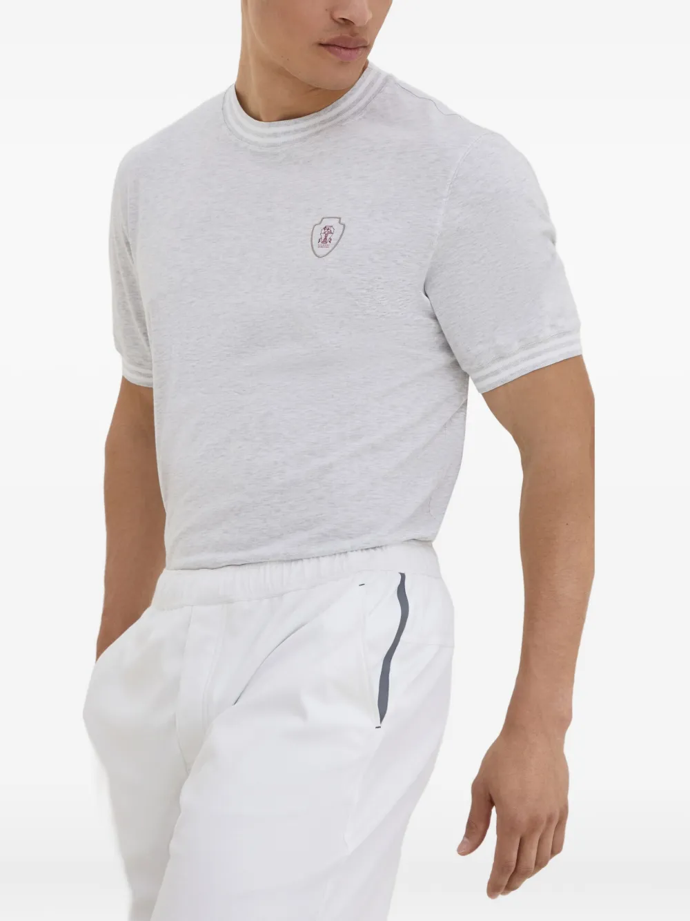 Brunello Cucinelli T-shirt met geborduurd logo Grijs