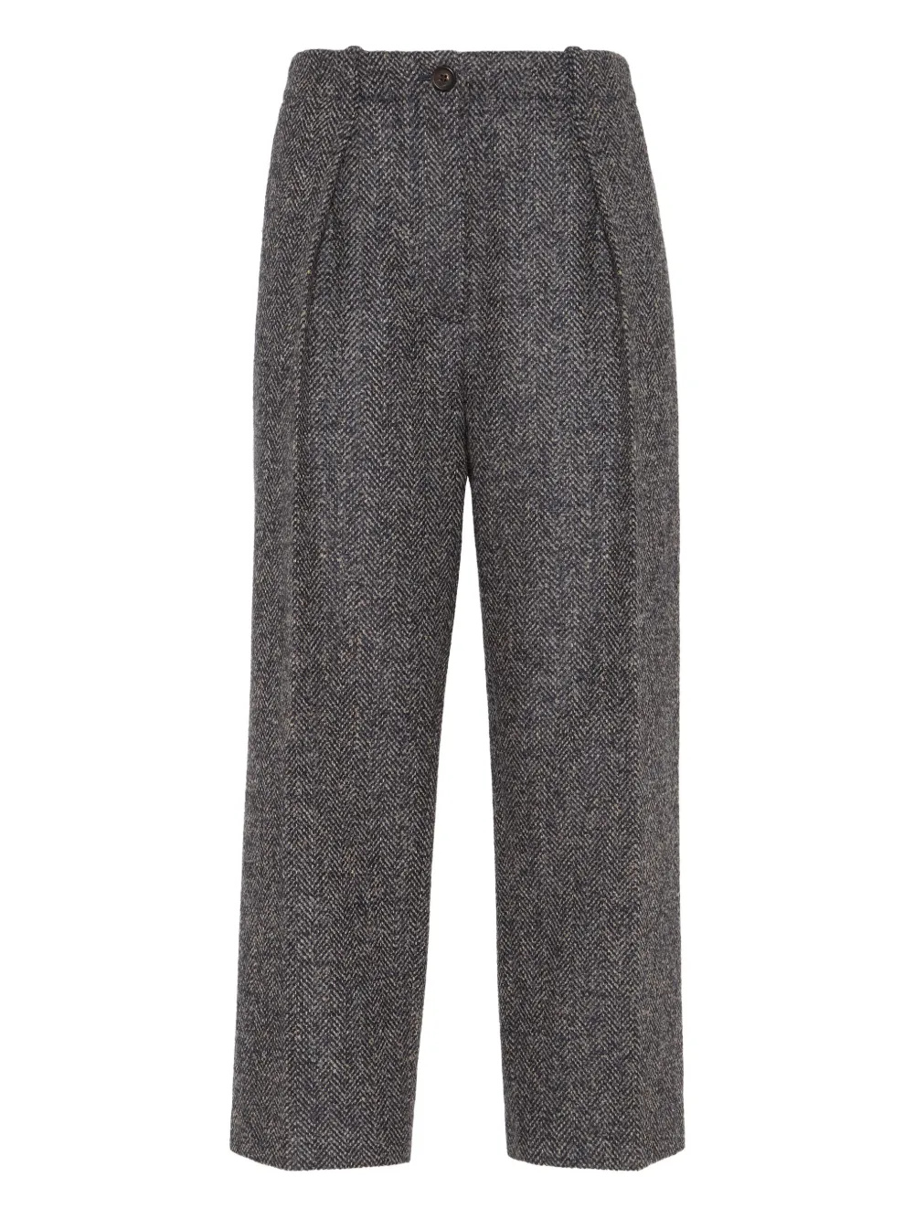 Brunello Cucinelli herringbone tweed pleated trousers Blauw