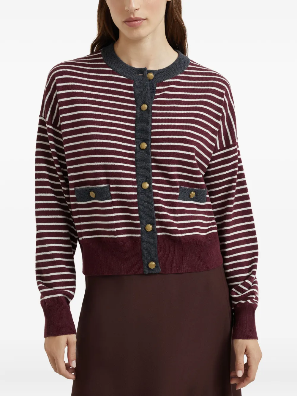 Brunello Cucinelli striped cardigan Rood