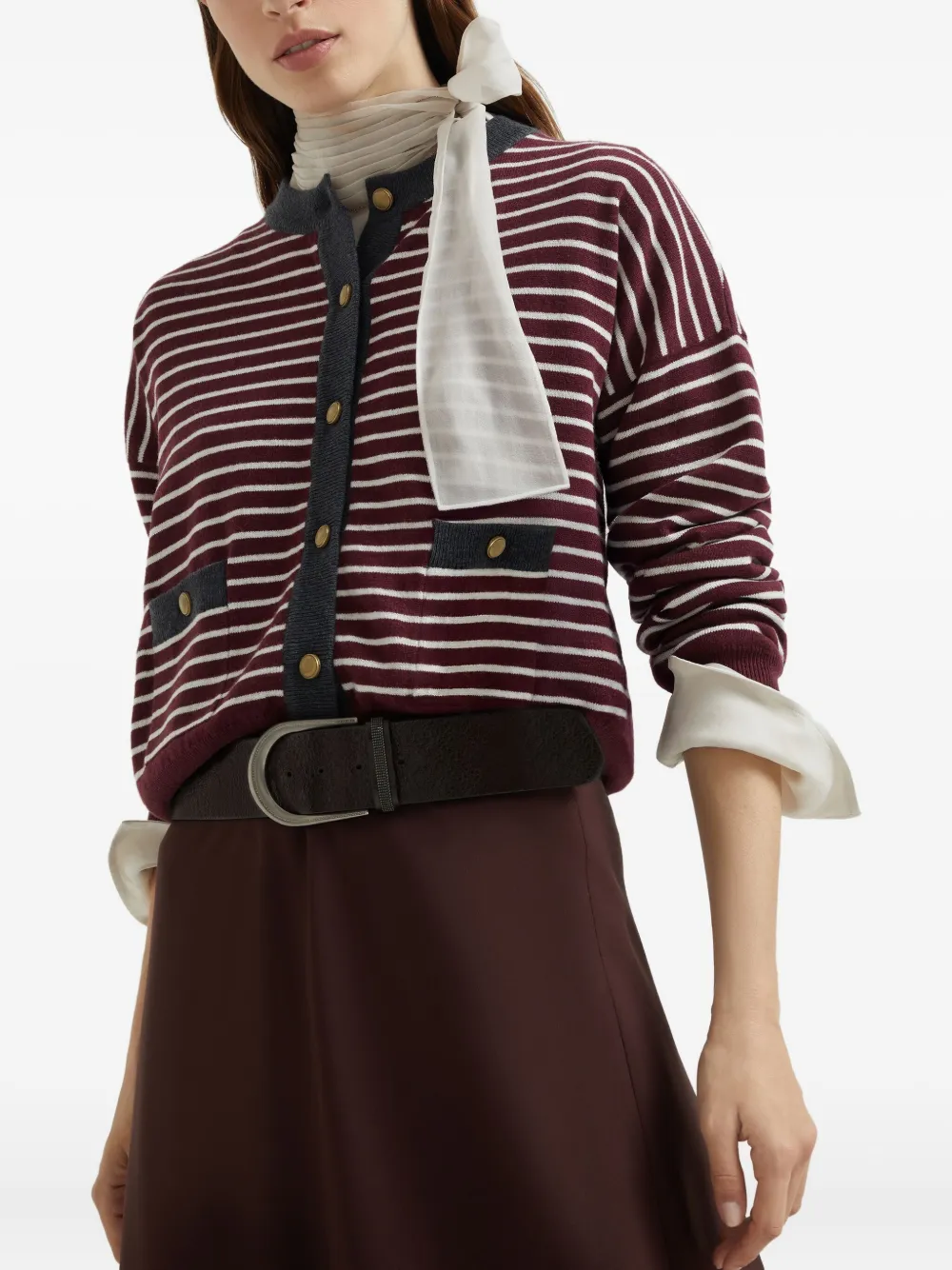 Brunello Cucinelli striped cardigan Rood
