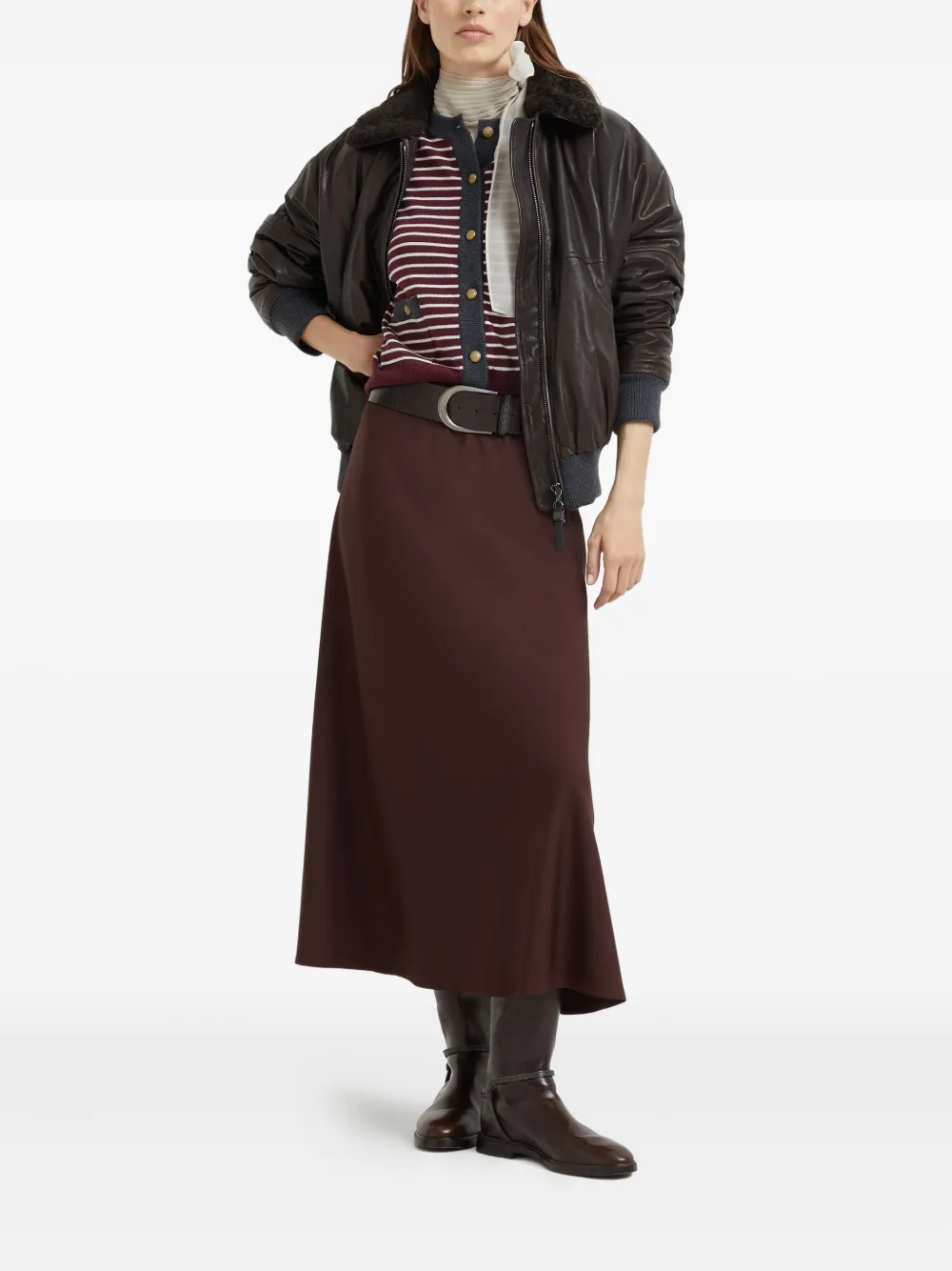Brunello Cucinelli striped cardigan Rood