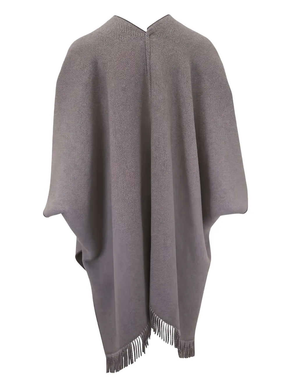 Brunello Cucinelli herringbone-pattern fringed poncho | Capes | Image 2