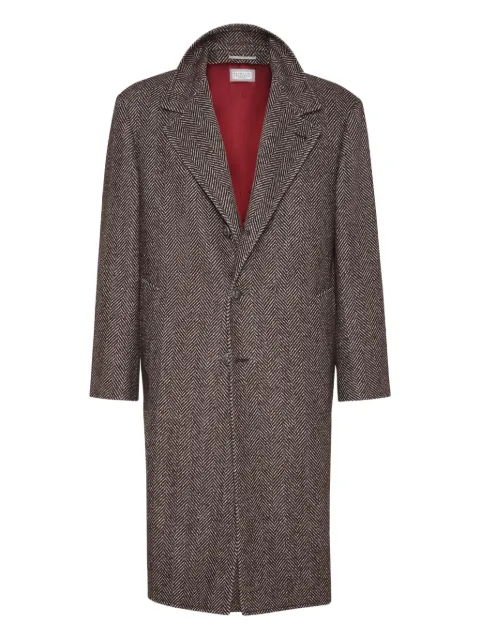 Brunello Cucinelli herringbone single-breasted coat