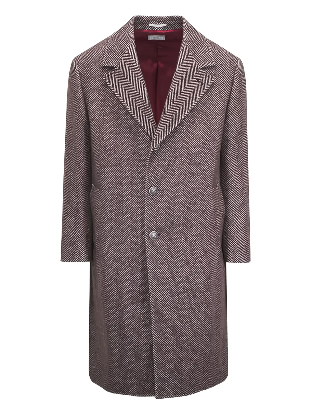 Brunello Cucinelli herringbone single-breasted coat | Brown | Image 1