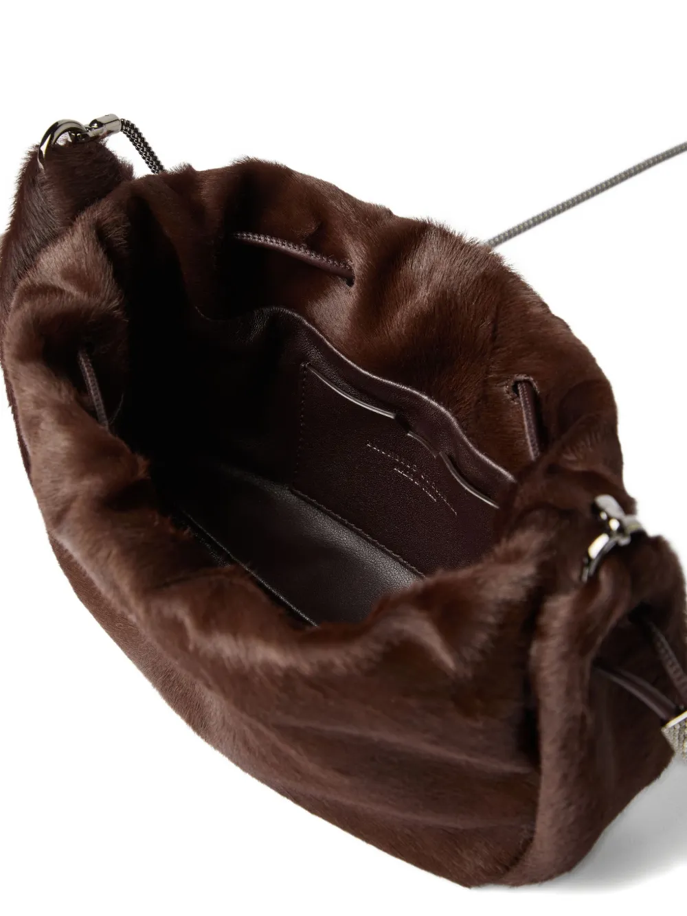 Brunello Cucinelli Mellow mini bucket-tas Bruin