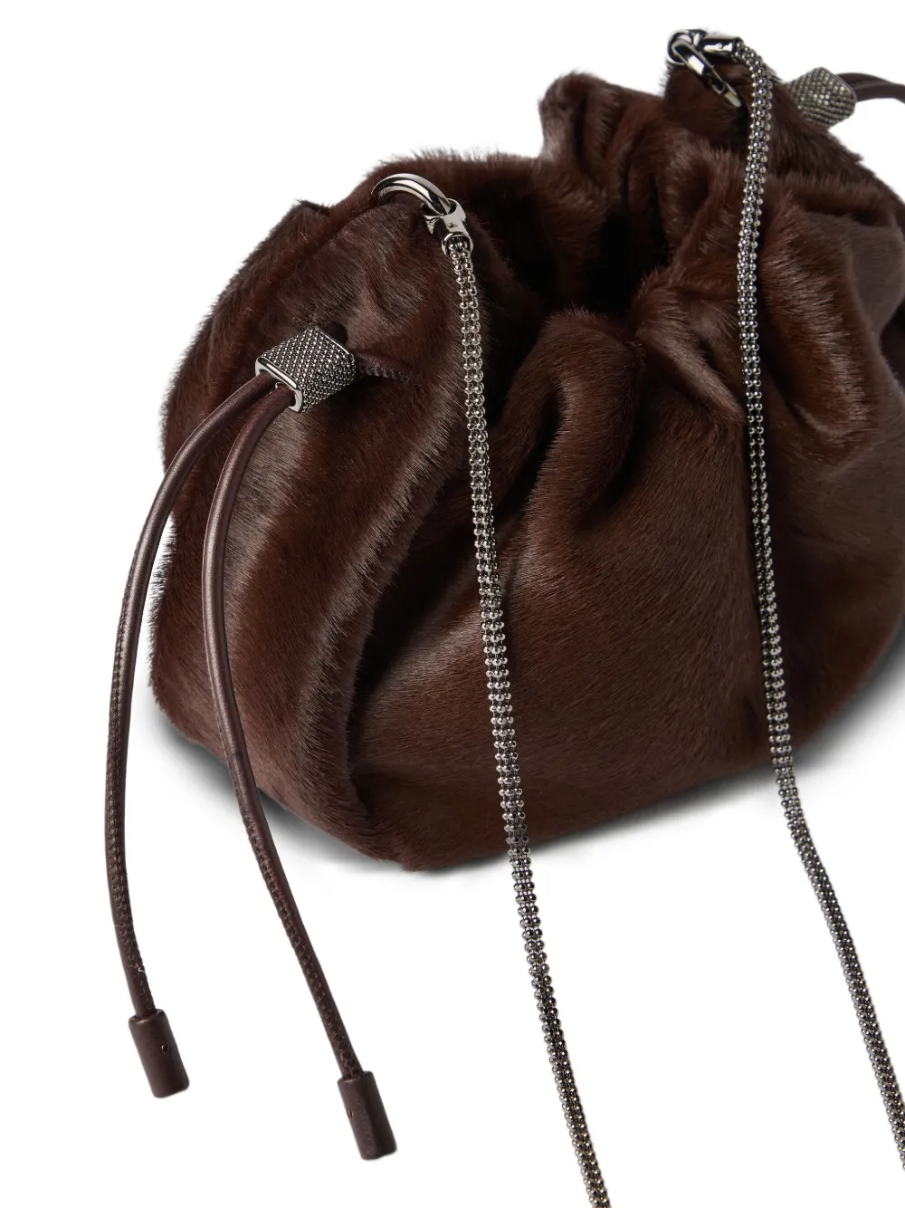 Brunello Cucinelli Mellow mini bucket-tas Bruin