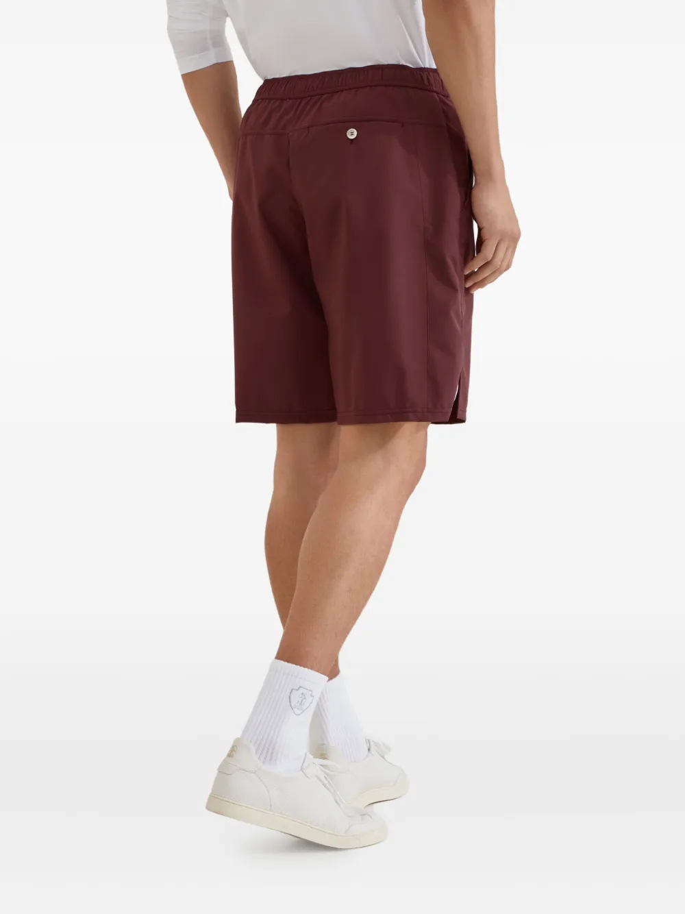 Brunello Cucinelli Shorts met elastische taille en vlakken Rood