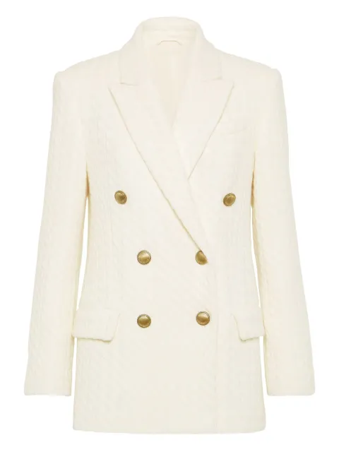 Brunello Cucinelli cable knit double-breasted blazer