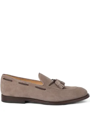 Mocassins Brunello Cucinelli En Daim Effet Chevrons - Semelle Caoutchouc Naturel, Pointure 43, Luxe Italien Neuf Avec Boîte