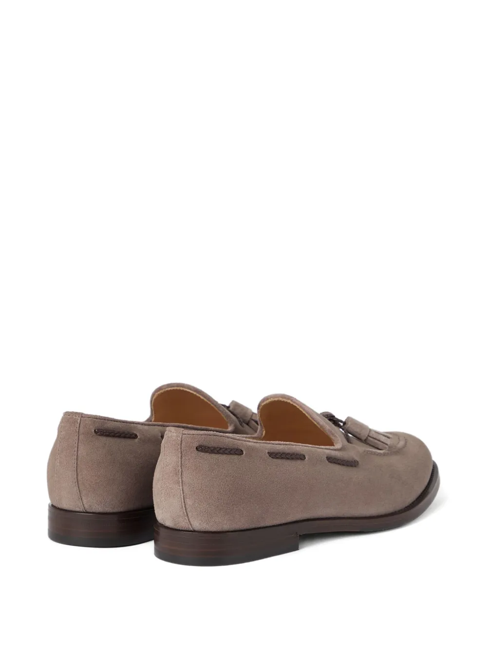 Brunello Cucinelli Suède loafers met kwastjes Beige