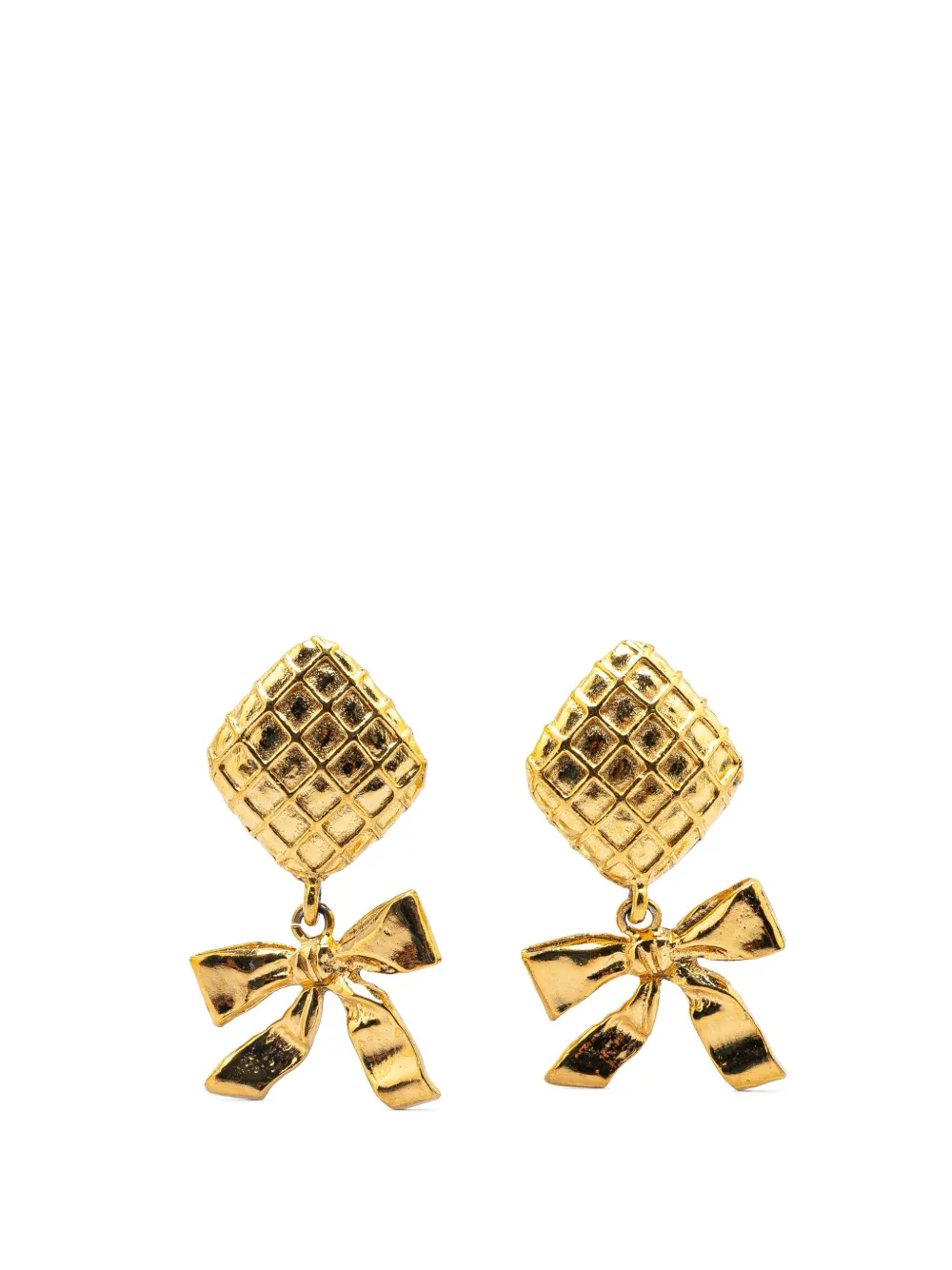 CHANEL Pre-Owned 1970-1980 Drop Bow Clip On Earrings costume earrings | Gold | Image 1