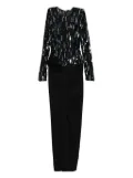 Elisabetta Franchi sequin-embellished draped maxi dress - Black