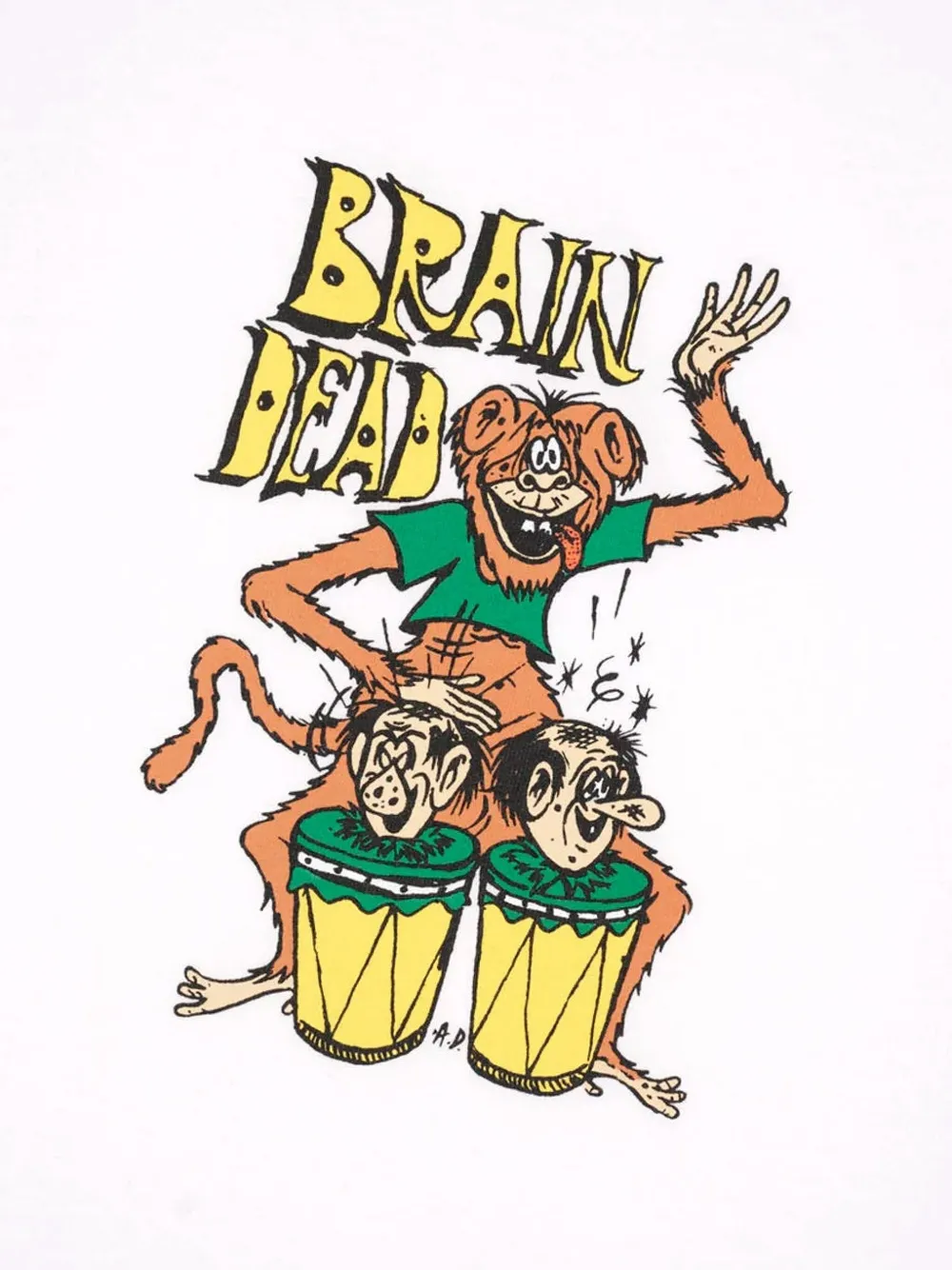 Brain Dead Monkey-drum T-shirt In White