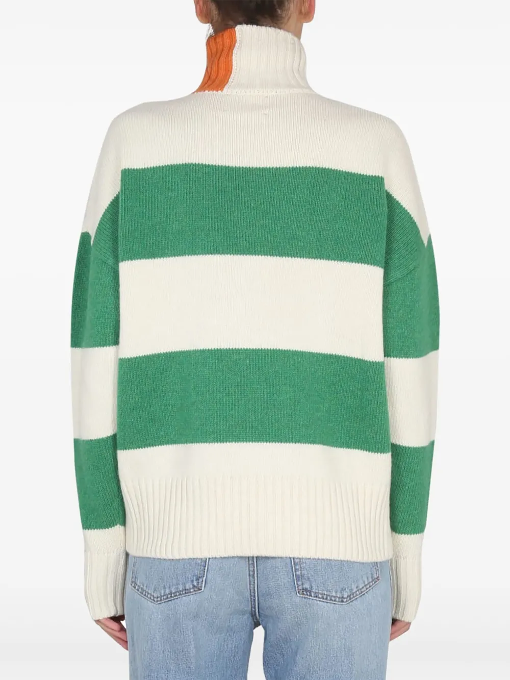 Right For Striped Turtleneck Sweater In Green