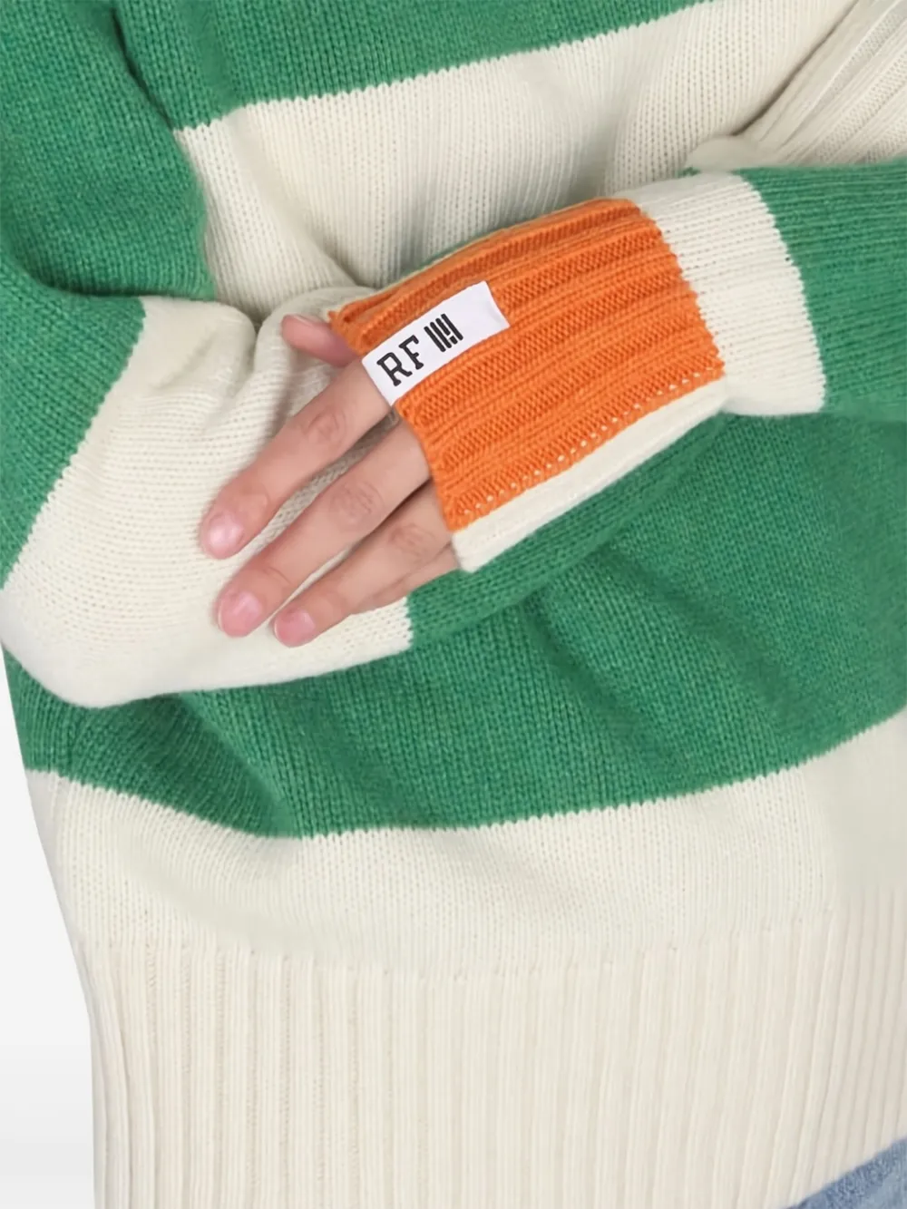 Right For Striped Turtleneck Sweater In Green