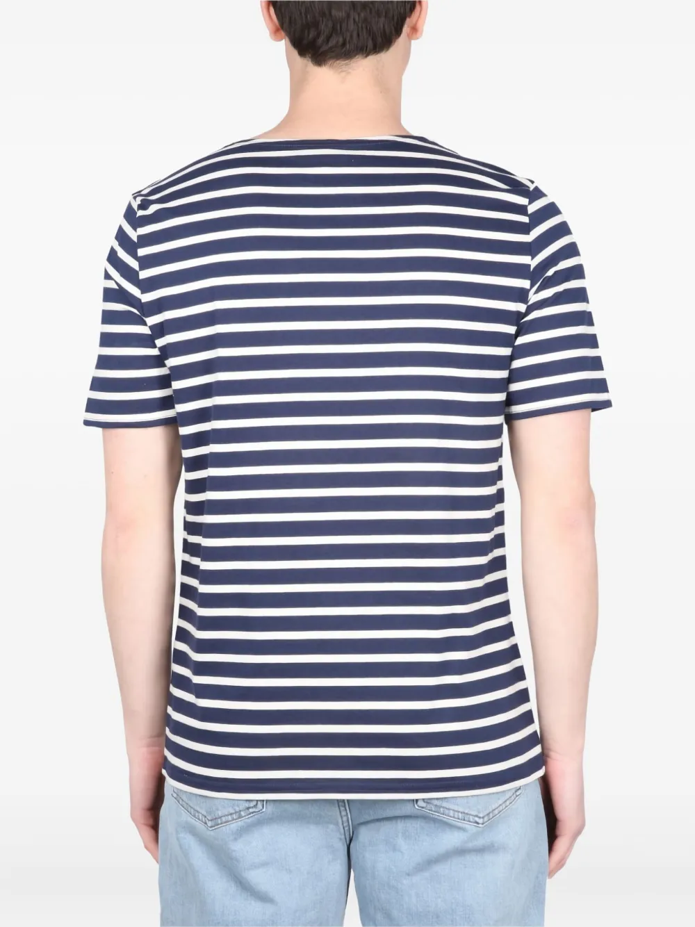 Saint James Striped Cotton T-shirt In Blue