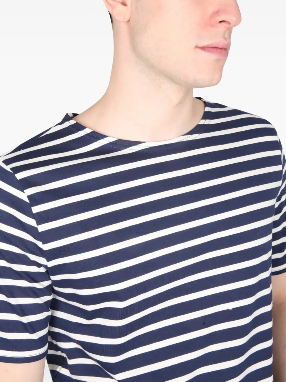 Saint James Striped Cotton T-shirt In Blue