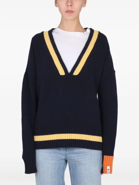 RIGHT FOR V-neck stripe-detail sweater