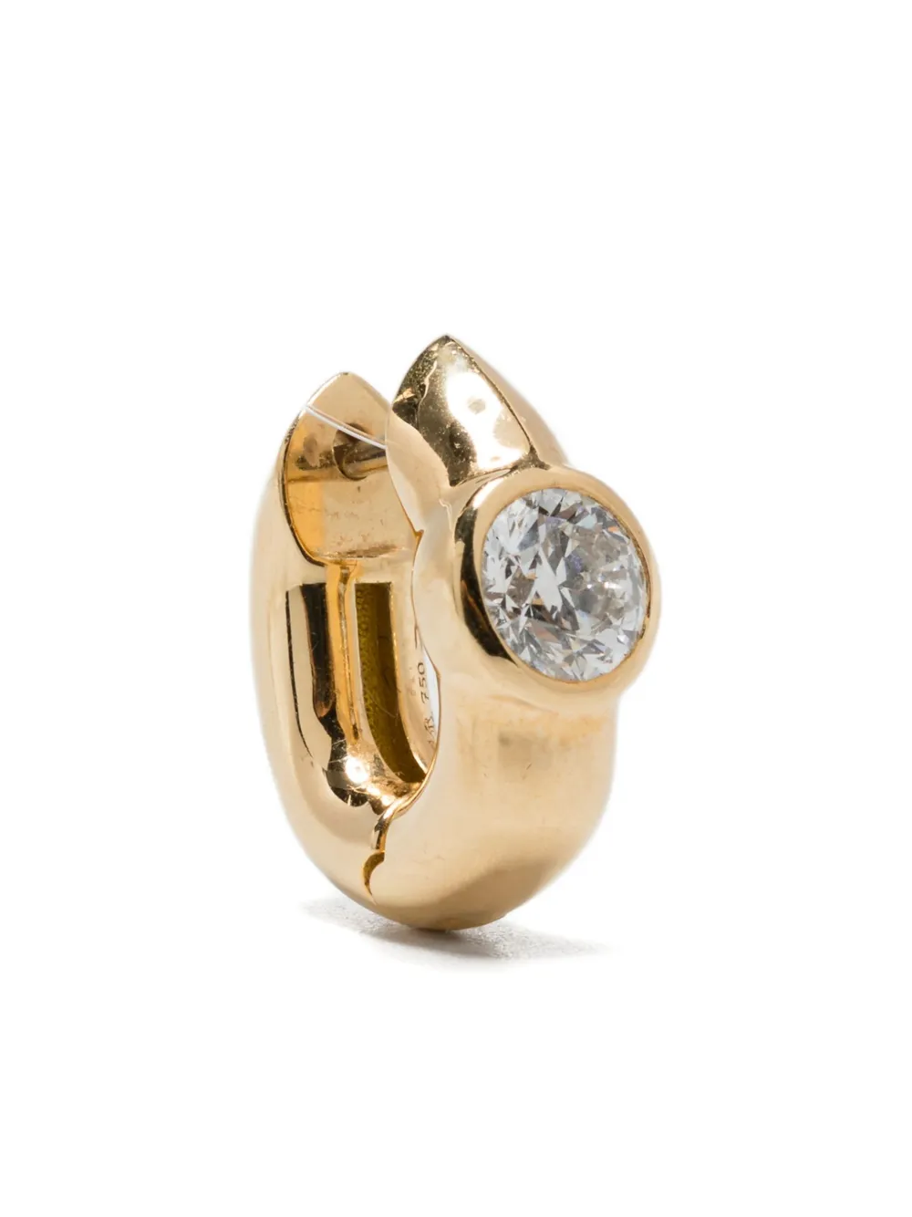 Uniform Object 18k Yellow Gold Tusk Diamond Hoop Earrings In Gold