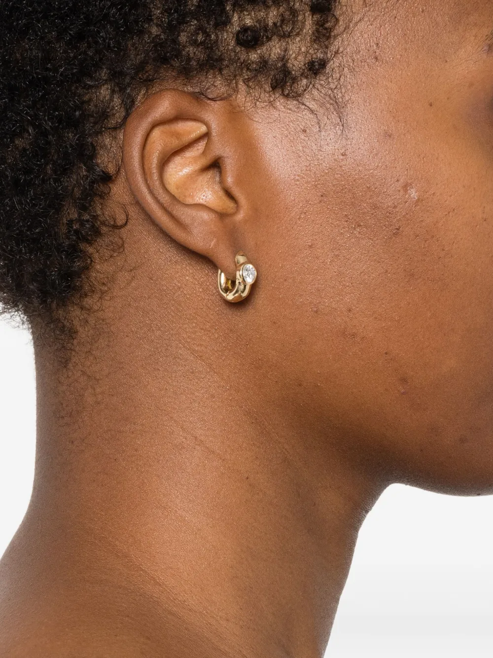 Uniform Object 18k Yellow Gold Tusk Diamond Hoop Earrings In Gold