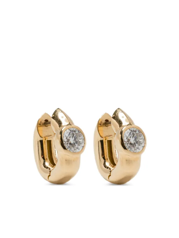 Uniform Object 18K Yellow Gold Tusk Diamond Hoop Earrings