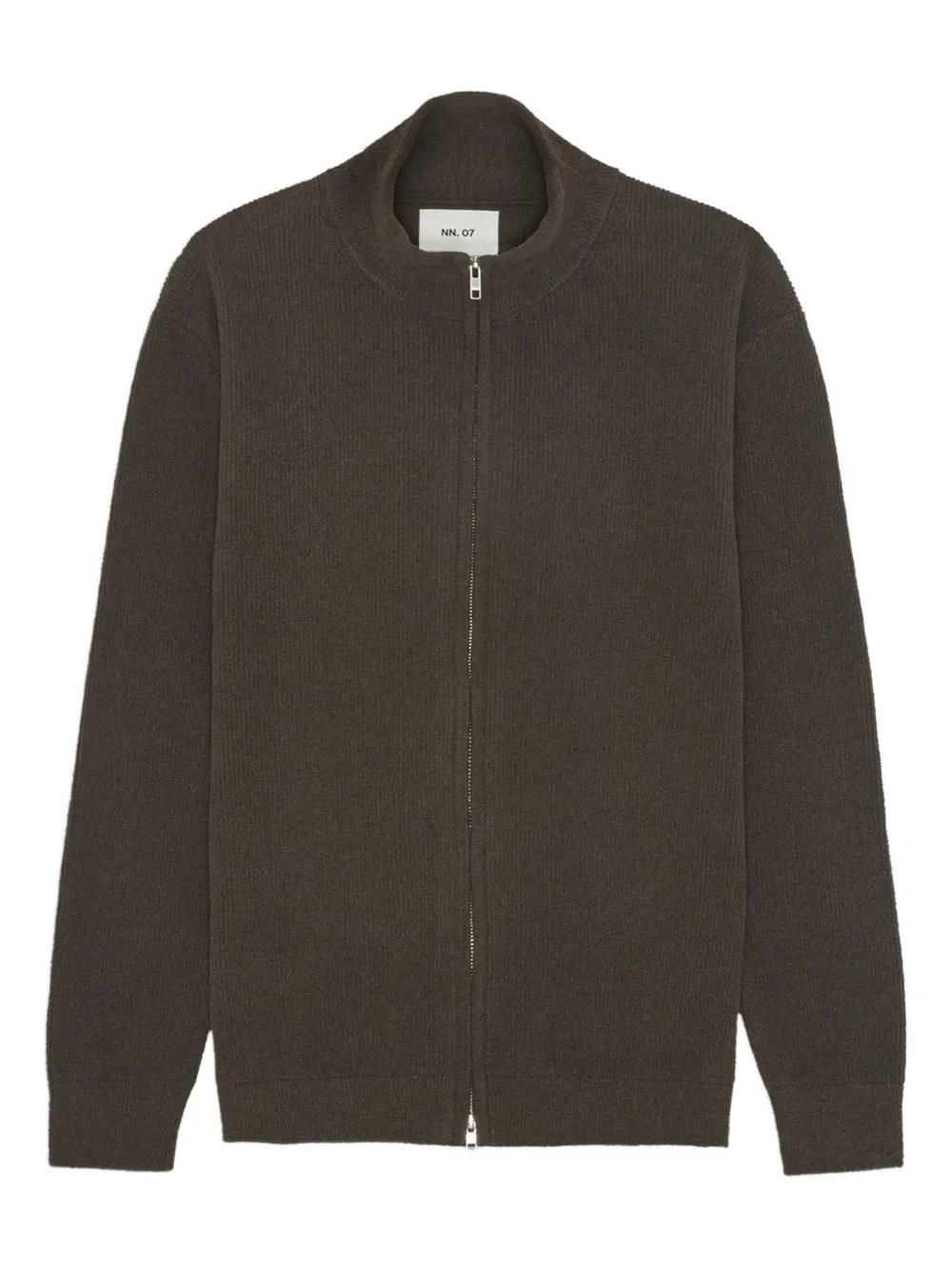 NN07 ribbed zip-up cardigan - Brown