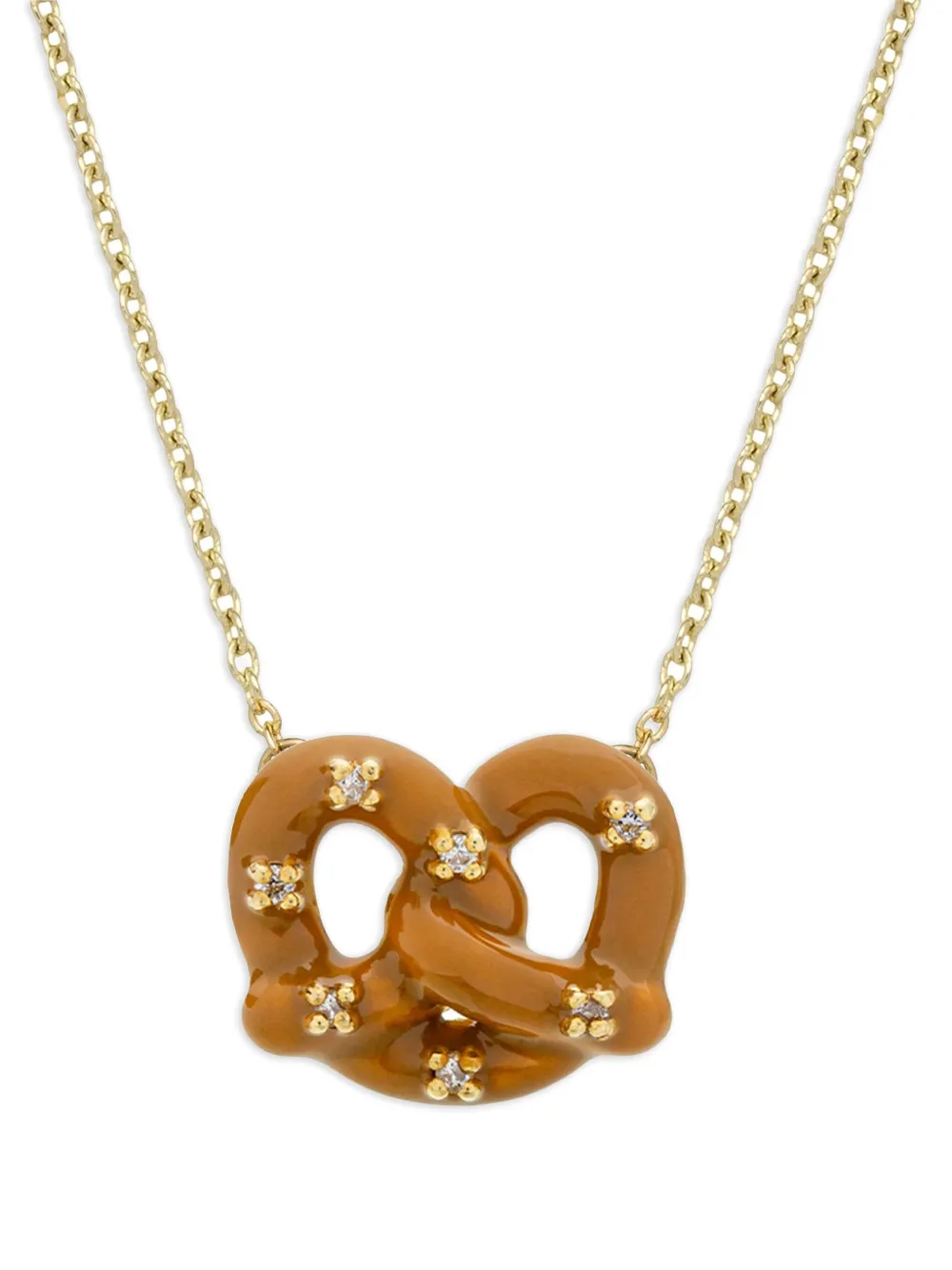 Aliita 9K yellow gold Pretzel Brillante diamond necklace - Marrone