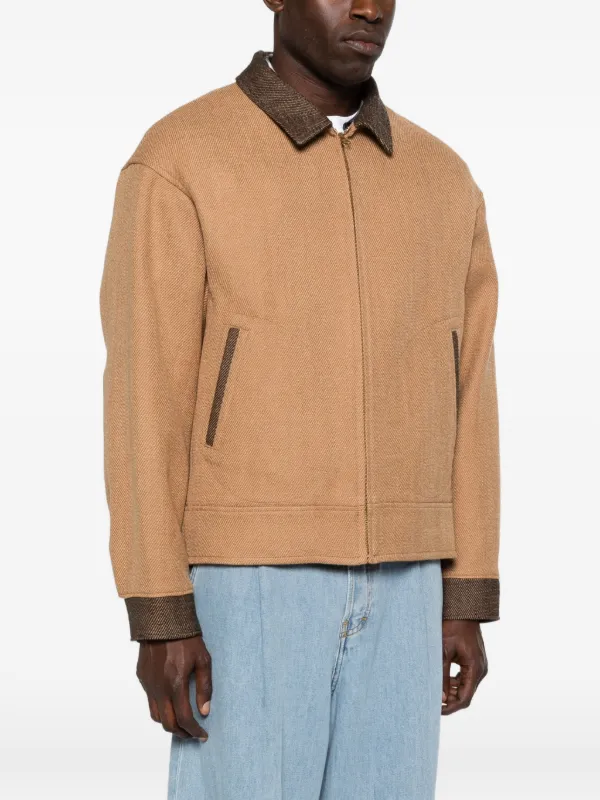 Visvim contrast-collar Zip Jacket | Neutrals | FARFETCH