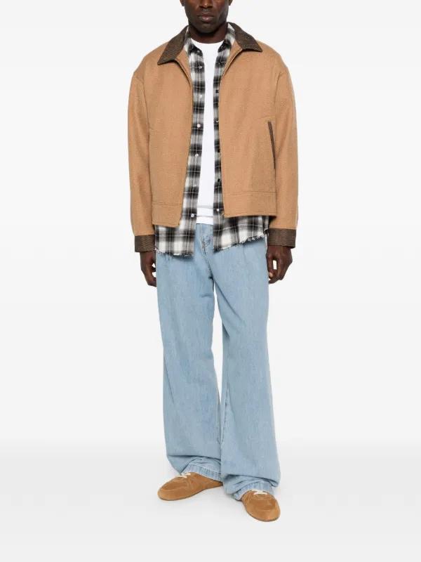 Visvim contrast-collar Zip Jacket | Neutrals | FARFETCH