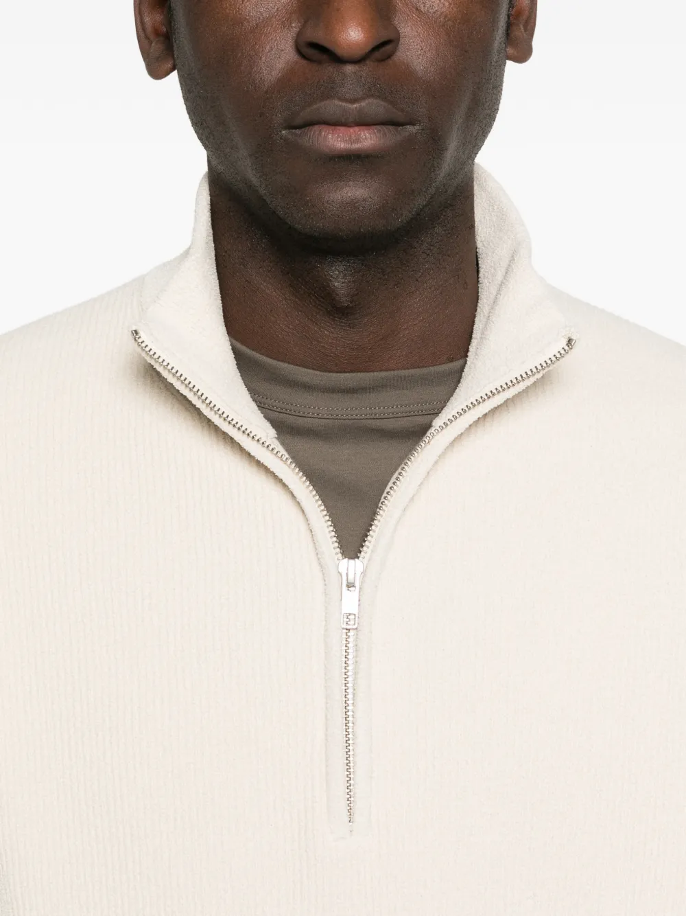 NN07 Danny trui met halve rits Beige