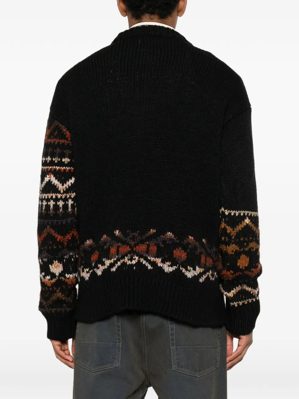 Nn07 Emil 60032 Fair Isle Wool-blend Sweater In Black