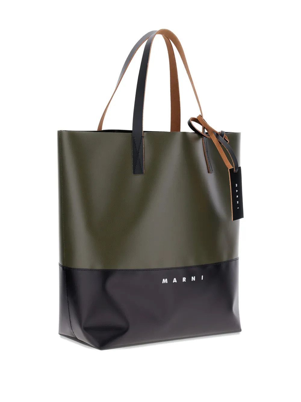 Marni Shopper met colourblocking en logo Groen