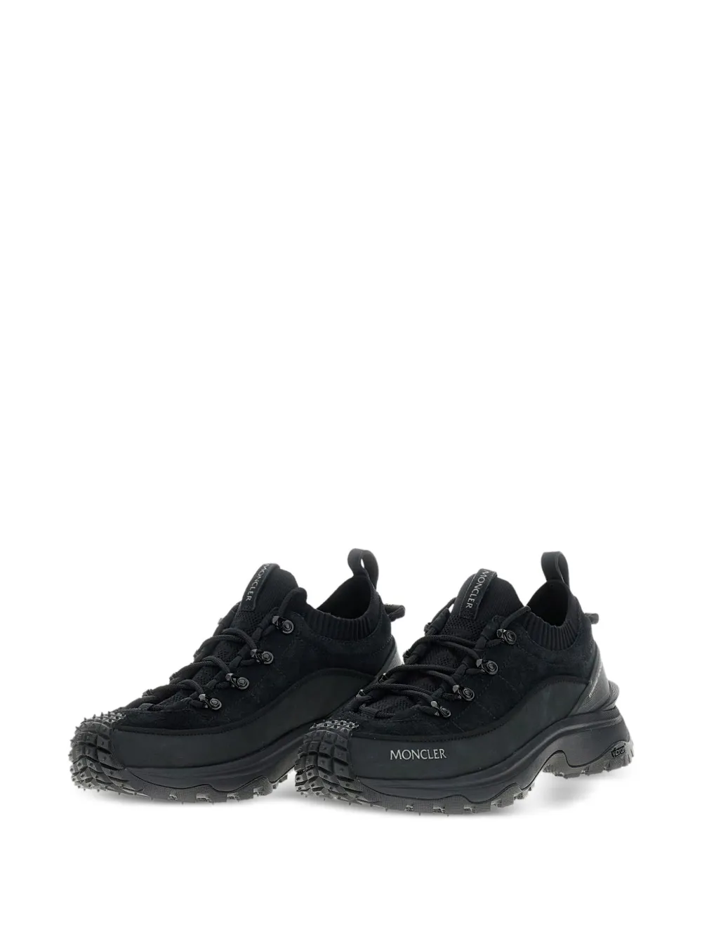 Moncler knitted-panel lace-up trainers Black