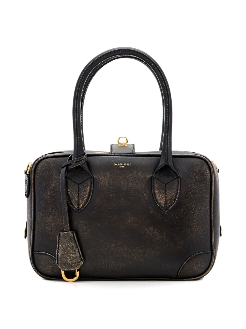 Golden Goose Vita leren tas met handvat Zwart