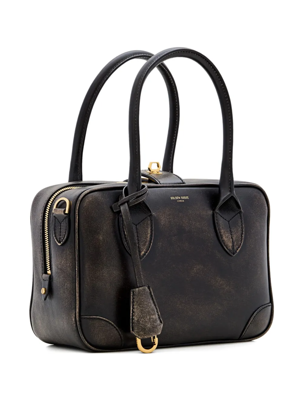 Golden Goose Vita leren tas met handvat Zwart