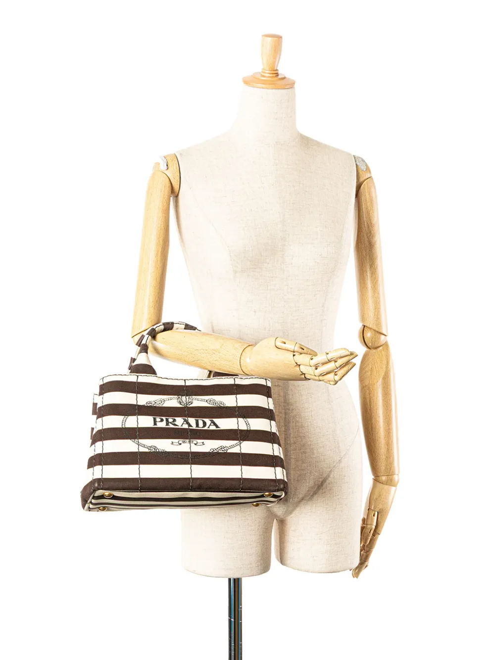 Pre-owned Prada 2013-2025 Small Canvas Stripes Canapa Logo Satchel
