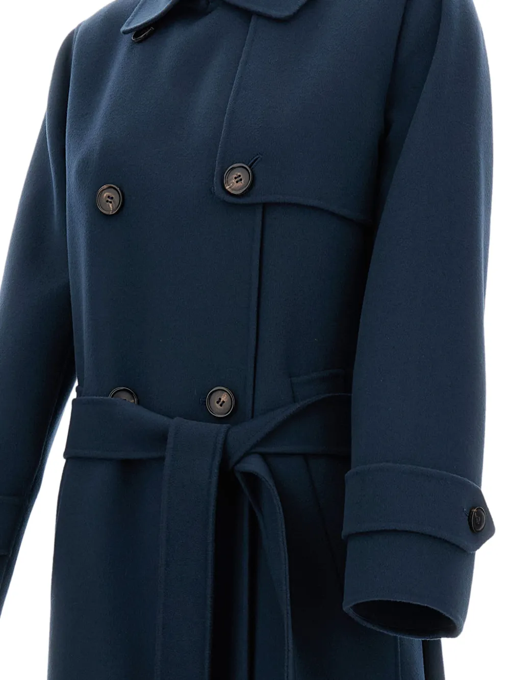 'S Max Mara Wollen jas met ceintuur en dubbele rij knopen Blauw